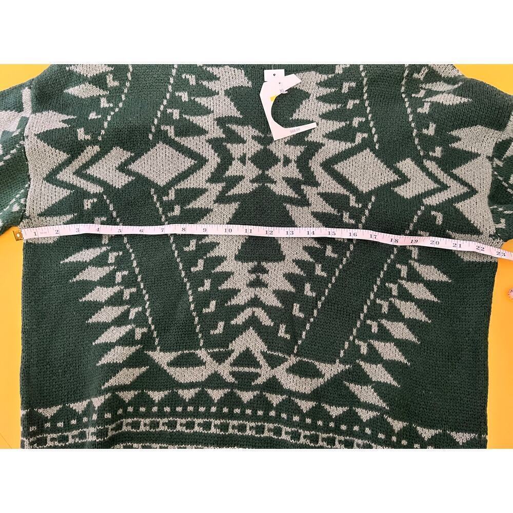 ☀️NWT Wonderly Sweater Crew Neck Long Sleeves Tribal Print Knit Green Womens XL - Picture 6 of 8
